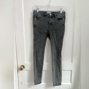 Free People Womens Black Washed Distressed Denim Skinny Jeans Size 26 $148